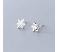 Boucles d'oreilles pour femmes, S925 Nail champignon blanc femelle coréenne simple littéraire mori Maple Leaf Diamond Fashion Oreads Rose