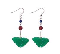 Boucles D'Oreilles Pour Femmes Style Chinois à la Main Bricolage Bleu Sec Papillon Boucle D'Oreille Boucle D'Oreille Style Ethnique Classique 14K Sac or Agate Rouge or Moyen Long Oreille Cro, LJBLEU