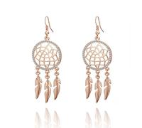 Boucles d'oreilles pour Femmes, Style Ethnique européen et américain, Attrape-rêve, Crochet d'oreille, Feuille Creuse, Bijoux