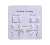 Boucles d'oreilles pour filles Bagues Clous d'oreilles Perles Boucles d'oreilles Studs pour Noël Femmes Week Boucles d'oreilles à tige, A, Métal, Pas de gemme