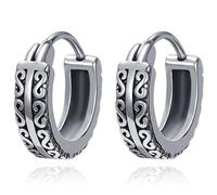 Boucles d'oreilles pour homme en acier argenté avec détails fantastiques