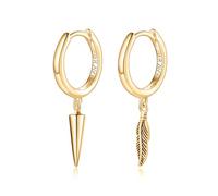 Boucles d'oreilles pour homme en argent originales combinant pointes et plumes. Boucle d'oreille pour homme argent ou or 18 carats, idéales pour votre partenaire... Bijoux homme