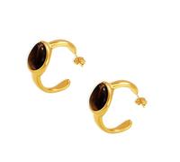 Boucles d'oreilles pratiques en forme de C avec matériaux en acier inoxydable œil de tigre pour une utilisation longue durée et un port confortable