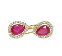Boucles d'oreilles précieuses en or jaune 18 carats avec 2 ru t zircons naturels taille goutte 7x5. Fermeture Monaquela. Longueur 1,60 cm. Poids : 2,00 gr.