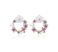 Boucles d'oreilles, Prévenir Les Allergies Zircon Femmes Boucles d'oreilles Stud, avec Le Papillon Jolie Fleurs Colorées Pearl, Party, Mariages