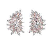 Boucles d'oreilles Princesse Royale en argent sterling 925 | Plaqué or rose | Pierre n° 50 | Taille de la pierre : 0,01-0,69 mm | Poids : 3,54 ct | Forme : Marquise et Radiant | 7,938 g | R_00100