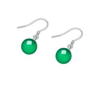 Boucles d'oreilles puces, boucles femme, à crochets en argent for, pendantes calcédoine verte S925, bijoux sterling, cadeau for, maman, amoureuse