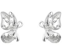 Boucles d'oreilles puces, boucles femme, papillon en relief 3D argentées, fermoir plat, bijoux élégants et romantiques for tous les jours, cadeau for petite amie/sœur