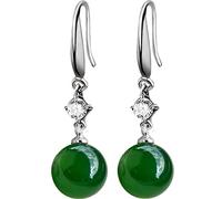 Boucles d'oreilles puces, boucles for femmes, bijoux en argent 925, émeraude, jade, agate verte naturelle, calcédoine, grenat et diamant for(Green)