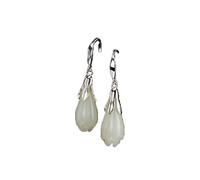 Boucles d'oreilles puces, boucles for femmes, bijoux en argent 925 et jade blanc naturel de Hetian
