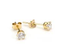 Boucles d'Oreilles Puces en Or Jaune 9 Carats et Oxydes de Zirconium 3mm