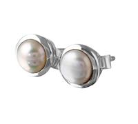 Boucles d'oreilles puces en perle d'eau douce naturelle rare de 8 mm | en argent sterling 925 plaqué argent | forme ronde plaquée, puce solitaire lisse, style minimaliste | LK_VSTD_0700