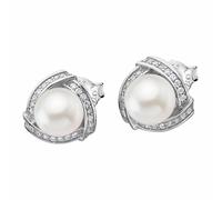 Boucles Doreilles Puces Lotus Silver Argent Lp1928-4/1 Boucles Doreilles Perle Zircone Jlp1928-4-1