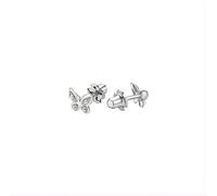 Boucles D'oreilles Puces Lotus Silver - Motifs Papillons Argent 925 Et Zirconia