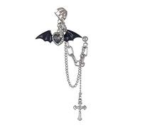 Boucles d'oreilles punk diables avec chaîne croisée pour femme | Boucles d'oreilles européennes et américaines avec strass Exaggerated Loves, mode rétro, Halloween