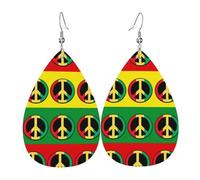 Boucles D'Oreilles Rasta Peace Sign Pendantes Vintage Boucle D'Oreille Confortables Boucled'Oreille En Faux Cuir Pour Bijoux Dames Femme