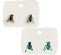 Boucles d'oreilles réalistes en forme de mouche avec motif de mouche artificielle - Boucles d'oreilles abstraites amusantes pour homme et femme - Idée cadeau unique pour Halloween ou gag, taille