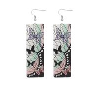 Boucles d'oreilles rectangulaires papillons style oriental inspiration fantaisie 7 x 2,4 cm
