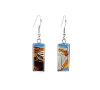 Boucles d'oreilles rectangulaires Salvador Dali - Peinture fondue - La persistance de la mémoire de poisson - Bijoux, Verre