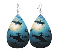 Boucles d'oreilles requin marteau pour femme en cuir en forme de larme, boucles d'oreilles pendantes double face, légères, accessoires d'oreille pour femme, bijoux tendance, cadeau d'anniversaire