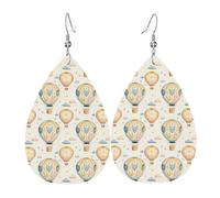Boucles d'oreilles rétro en forme de montgolfière pour femme, boucles d'oreilles tendance en cuir en forme de larme pour femme, bijoux tendance et colorés