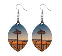 Boucles d'oreilles rétro western cowboy en bois pour femme, bijoux vintage élégants en bois, boucles d'oreilles légères pour mariage, fête, cadeau de tous les jours, Apricot shaped, Bois, Bois.