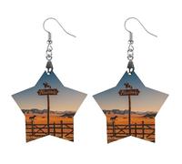 Boucles d'oreilles rétro western cowboy en bois pour femme, bijoux vintage élégants en bois, boucles d'oreilles légères pour mariage, fête, cadeau de tous les jours, Love, Bois, Bois.