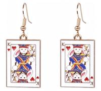 Boucles d'oreilles roi lapin cartes émaillées - Accessoires casino cadeaux originaux (Multi)