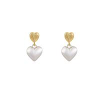 Boucles d'Oreilles Romantiques Deux Tons Double Cœur pour les Femmes, Or et Argent Alliage en Couches Cœur Goujons, Léger Bijoux de Mode pour un Usage Quotidien