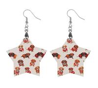 Boucles d'oreilles romantiques en bois pour femme, bijoux vintage élégants en bois, boucles d'oreilles légères pour mariage, fête, cadeau quotidien, Star, Bois, Bois.