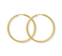Boucles D'Oreilles Rondes Classiques Or Jaune 333/1000 Moyennes Créoles pour Femme - Diamètre 40 mm, Largeur 2 mm
