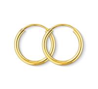 Boucles D'Oreilles Rondes Classiques Or Jaune 333/1000 Petites Créoles pour Femme - Diamètre 15 mm, Largeur 2 mm