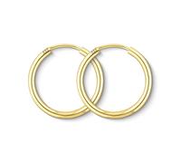 Boucles D'Oreilles Rondes Classiques Or Jaune 333/1000 Petites Créoles pour Femme - Diamètre 20 mm, Largeur 2 mm