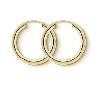 Boucles D'Oreilles Rondes Classiques Or Jaune 375/1000 Petites Créoles pour Femme - Diamètre 20 mm, Largeur 2.5 mm