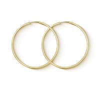 Boucles D'Oreilles Rondes Classiques Or Jaune 375/1000 Petites Créoles pour Femme - Diamètre 50 mm, Largeur 2 mm