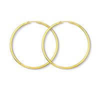 Boucles D'Oreilles Rondes Classiques Or Jaune 375/1000 Petites Créoles pour Femme - Diamètre 60 mm, Largeur 2.5 mm