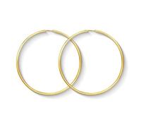 Boucles D'Oreilles Rondes Classiques Or Jaune 375/1000 Petites Créoles pour Femme - Diamètre 60 mm, Largeur 2 mm