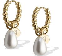 Boucles d'oreilles rondes dorées avec perles LJ2850