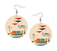 Boucles d'oreilles rondes élégantes en cuir avec imprimés modernes du milieu du siècle - Accessoires tendance et uniques pour un usage quotidien, taille unique