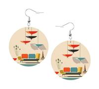 Boucles d'oreilles rondes élégantes en cuir avec imprimés modernes du milieu du siècle - Accessoires tendance et uniques pour un usage quotidien, taille unique