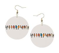 Boucles d'oreilles rondes élégantes en cuir coloré et oiseaux - Accessoires tendance et uniques pour un usage quotidien, taille unique