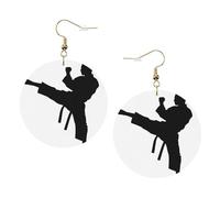 Boucles d'oreilles rondes élégantes en cuir pour arts martiaux de Taekwondo - Accessoires tendance et uniques pour un usage quotidien, taille unique