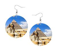 Boucles d'oreilles rondes élégantes en cuir Pyramides d'Égypte - Accessoires tendance et uniques pour un usage quotidien, taille unique