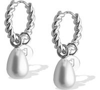 Boucles d'oreilles rondes en acier avec perles synthétiques LJ2851