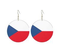 Boucles d'oreilles rondes en acrylique avec joli motif drapeau de la République tchèque, légères, à la mode, boucles d'oreilles pendantes rondes, taille unique, Acrylique, Pas de gemme