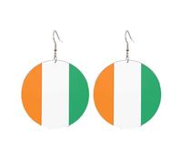 Boucles d'oreilles rondes en acrylique - Motif drapeau de la Côte d'Ivoire - Légères et tendance, One Size, Acrylique, Pas de gemme