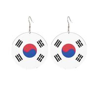 Boucles d'oreilles rondes en acrylique - Motif drapeau de la République de Corée - Légères et tendance, One Size, Acrylique, Pas de gemme