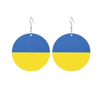 Boucles d'oreilles rondes en acrylique - Motif drapeau de l'Ukraine - Légères et tendance, One Size, Acrylique, Pas de gemme