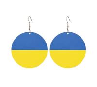 Boucles d'oreilles rondes en acrylique - Motif drapeau de l'Ukraine - Légères et tendance, One Size, Acrylique, Pas de gemme