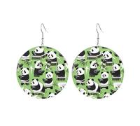 Boucles d'oreilles rondes en acrylique - Motif panda mignon - En bambou - Légères et tendance, One Size, Acrylique, Pas de gemme